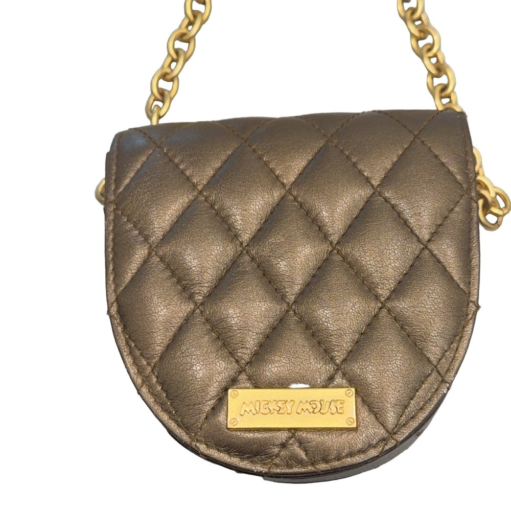 Disney Mickey Mouse Mini Bag Bronze Quilted Gold Chain Strap Handbag